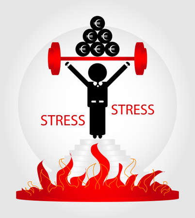 man in stress on pedestalのイラスト素材