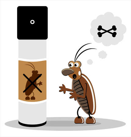 brown cockroach with spray on white  backgroundのイラスト素材