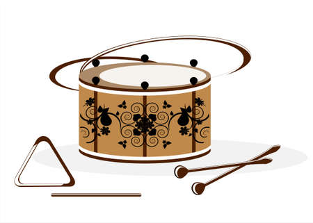 drum and triangle on white backgroundのイラスト素材