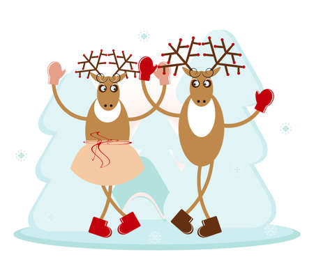 two deer in danceのイラスト素材