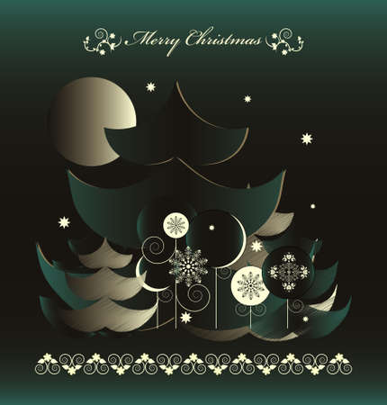 christmas tree in nightのイラスト素材