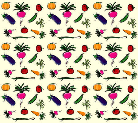vegetables colored seamless textureのイラスト素材