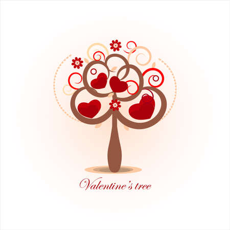 valentines day card with tree and heartsのイラスト素材