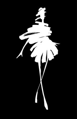 Fashion woman silhouette hand drawn sketchのイラスト素材