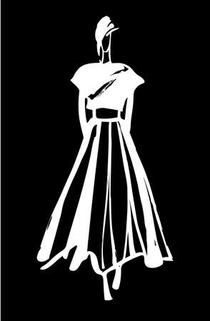 Fashion woman silhouette hand drawn sketchのイラスト素材