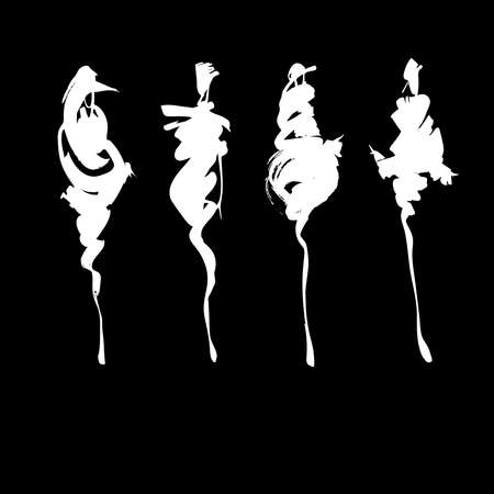 Fashion models hand drawn silhouettesのイラスト素材