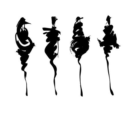 Fashion models silhouettesのイラスト素材