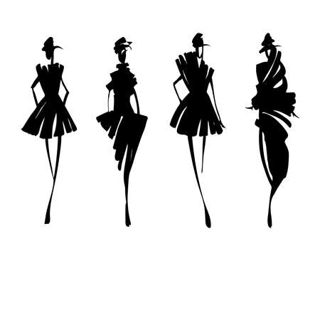 Fashion models silhouettesのイラスト素材