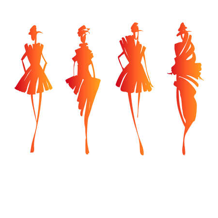 Fashion models silhouettesのイラスト素材