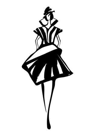Fashion woman silhouette hand drawn sketchのイラスト素材