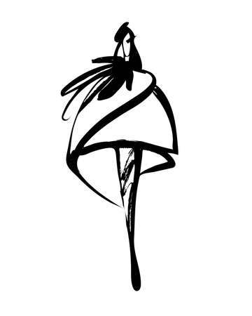 Fashion woman silhouette hand drawn sketchのイラスト素材