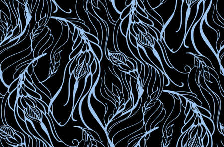 Floral seamless pattern with feather vector illustrationのイラスト素材