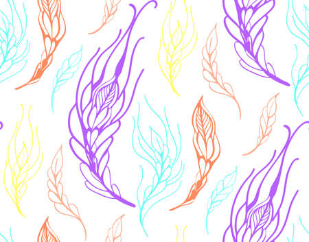 Floral seamless pattern with feather vector illustrationのイラスト素材