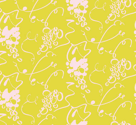 Floral seamless background pattern with grapes hand drawnのイラスト素材