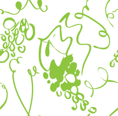 Floral seamless background pattern with grapes hand drawnのイラスト素材