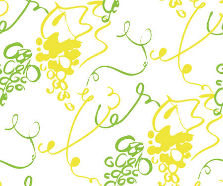 Floral seamless background pattern with grapes hand drawnのイラスト素材