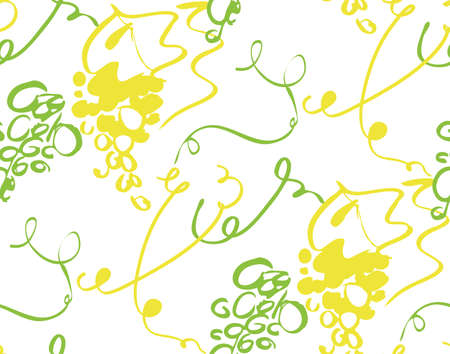 Floral seamless background pattern with grapes hand drawnのイラスト素材