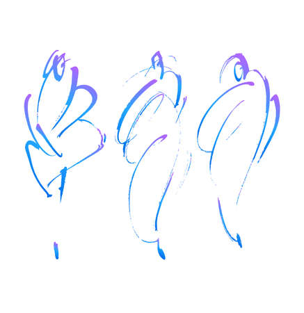 Fashion models set isolated on white, hand painted illustration.のイラスト素材