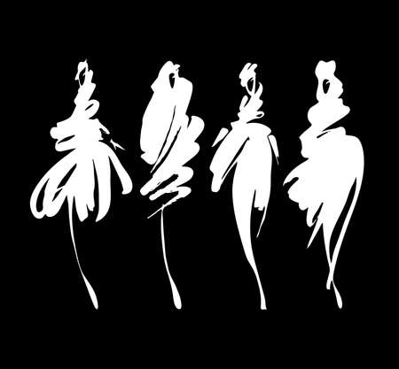 Fashion models set isolated on white, hand painted illustration.のイラスト素材