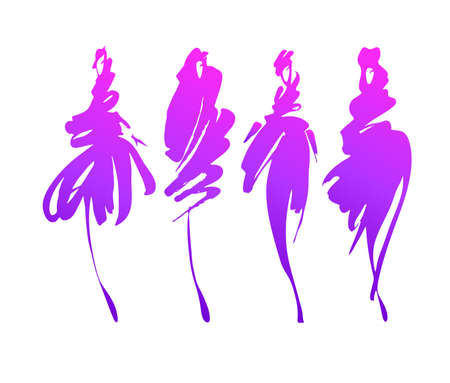 Fashion models set isolated on white, hand painted illustration.のイラスト素材