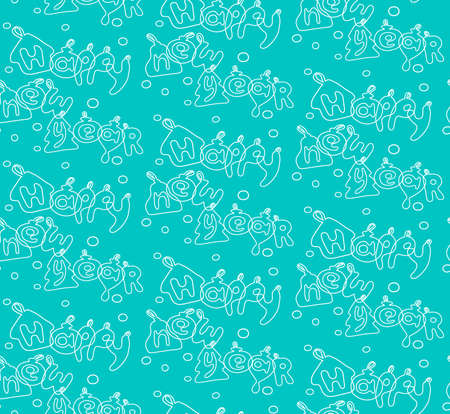 Happy new year seamless backgroud pattern, craft paper. Vector illustration.のイラスト素材