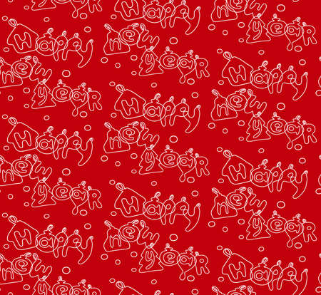 Happy new year seamless backgroud pattern, craft paper. Vector illustration.のイラスト素材