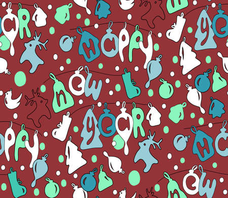 Happy new year seamless backgroud pattern, craft paper. Vector illustration.のイラスト素材