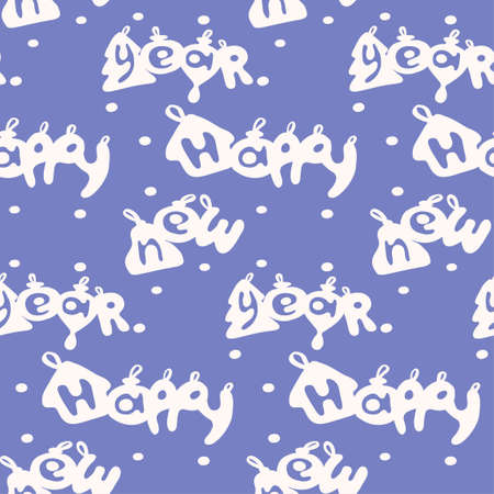 Happy new year seamless backgroud pattern, craft paper. Vector illustration.のイラスト素材