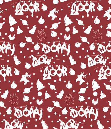 Happy new year seamless backgroud pattern, craft paper. Vector illustration.のイラスト素材