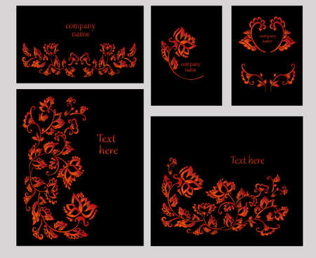 Flowers design template, invitation cards set.のイラスト素材