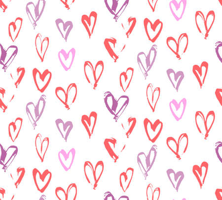 Abstract seamless background pattern with hearts, hand painted.のイラスト素材