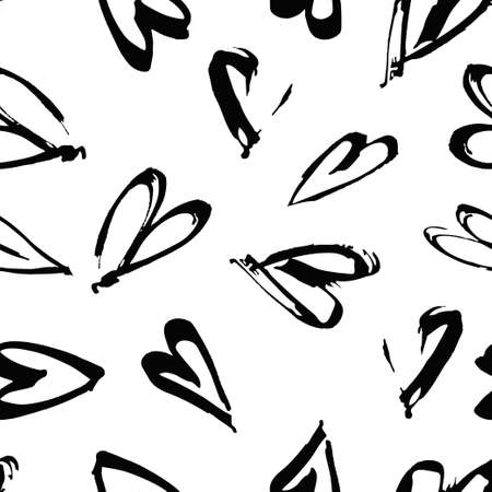 Abstract seamless background pattern with hearts, hand painted.のイラスト素材