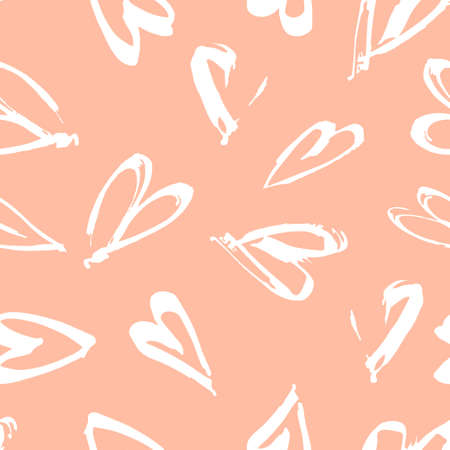 Abstract seamless background pattern with hearts, hand painted.のイラスト素材