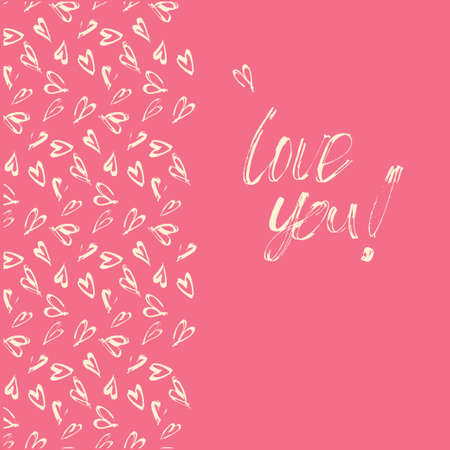 Love you card, wediing card, invitation template wih heats. Vector illustration hand painted.のイラスト素材
