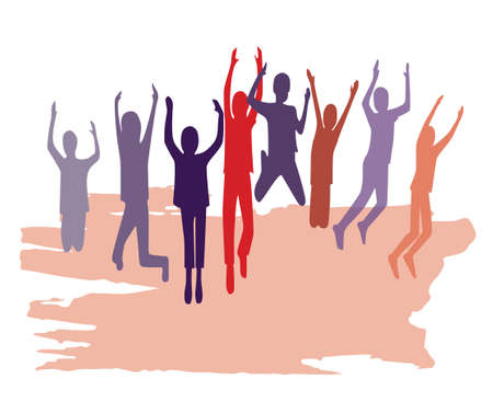 Boys and girls silhouettes.のイラスト素材