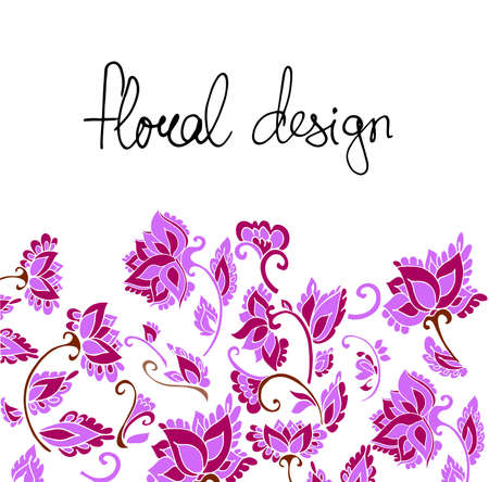 Floral design template with indian flowers and leaves. Vector illustration hand drawn.のイラスト素材