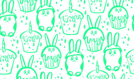 Easter seamless background pattern. Vector illustration hand drawn.のイラスト素材