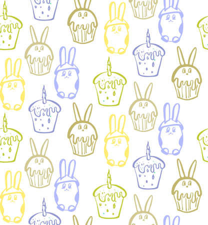 Easter seamless background pattern. Vector illustration hand drawn.のイラスト素材