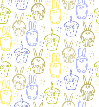 Easter seamless background pattern. Vector illustration hand drawn.のイラスト素材