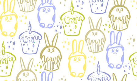 Easter seamless background pattern. Vector illustration hand drawn.のイラスト素材