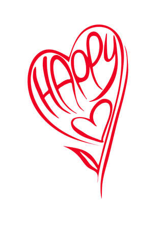 Vector illustration. Heart hand drawn. Happy.のイラスト素材