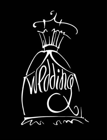Wedding dress, vector illustration hand drawn. Sale dress.のイラスト素材