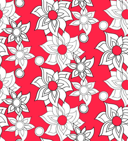 Floral seamless pattern with fantasy flowers. Vector illustration hand drawn.のイラスト素材