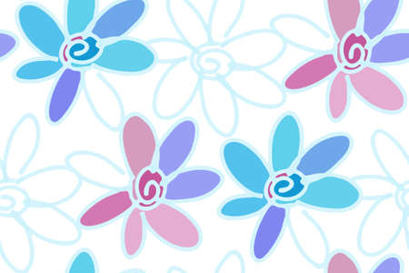 Floral seamless background pattern with daisy flowers.のイラスト素材