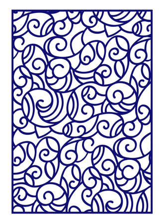 Laser cut vector panel. Cutting paper, wood, metal. Swirls vector illustration hand drawn. Line art.のイラスト素材