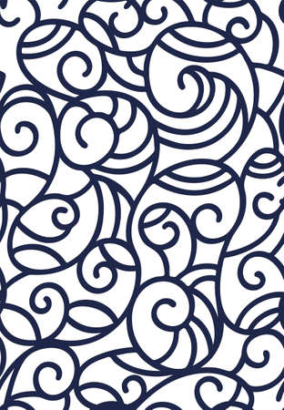 Swirls seamless background pattern. Monochrome vector illustration hand drawn. Wrapping paper, fabric swatch.のイラスト素材