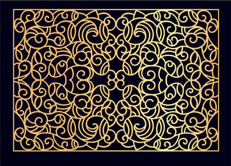 Laser cut vector panel. Cutting paper, wood, metal. Swirls vector illustration hand drawn. Line artのイラスト素材