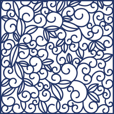 Laser cut vector panel. Cutting paper, wood, metal. Swirls vector illustration hand drawn. Line art.のイラスト素材