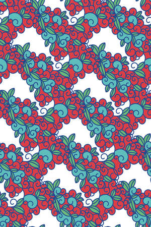 Swirls seamless background pattern. Colorful vector illustration hand drawn. Wrapping paper, fabric swatch.のイラスト素材