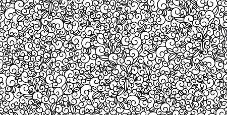 Swirls seamless background pattern. Monochrome vector illustration hand drawn. Wrapping paper, fabric swatch.のイラスト素材